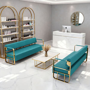 Cadeira de Espera para Recepção de Salão de Cabeleireiro e Barbearia Moderna com Estrutura de Ferro Sofá Longo de Luxo Móveis Comerciais para Sala de Estar de Hotel - Product Image 6