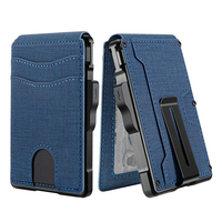 Portefeuille fin en aluminium et cuir avec blocage RFID pour hommes, capacité de 5 cartes, design multifonctionnel, gravure au laser UV