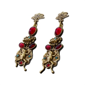 Boucles <span class=keywords><strong>d</strong></span>'oreilles vintage en forme de cigale dorée et de lotus, un bijou <span class=keywords><strong>d</strong></span>'oreille de luxe léger et <span class=keywords><strong>d</strong></span>'un savoir-faire exquis inspiré du <span class=keywords><strong>palais</strong></span> impérial, au design artistique - Product Image 5