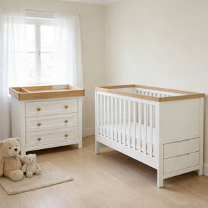 Juego de Muebles Multifuncionales para Guardería, Cuna de Madera Convertible 3 en 1 con Mesa Cambiador de Pañales - Product Image 2