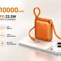 Batterie externe haute capacité 10000 mAh à chargement USB Type-C pour téléphone, avec affichage LED et PD22.5W, directement de l'usine