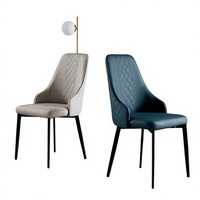 Nordischer Luxus-Esszimmerstuhl mit Ergonomischer Rückenlehne & Kohlenstoffstahl-Beinen - Verschleißfestes PU-Leder für Zuhause, Restaurant