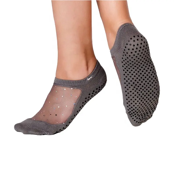 women mesh cotton yoga socks gym fitness sports pilates grip ankle socks anti-slip anti slip rubber sole yoga sock