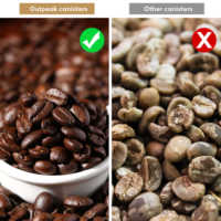 Boîte à café sous vide de 0,5 L (8,8 oz, 250 g) en acier inoxydable, hermétique, pour le stockage des grains de café, fonctionnement à un bouton, boîte compacte pour le café