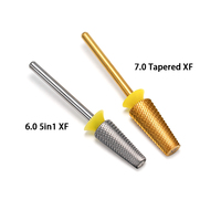 Forets à ongles en carbure de qualité supérieure 6.0*14.5 XF 5-en-1 à coupe croisée, embout conique arrondi, pour lissage et découpe