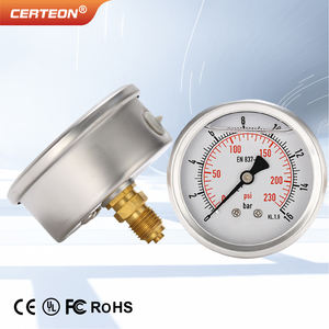 เครื่องวัดความดันสแตนเลสความแม่นยำสูง บรรจุของเหลว หน่วยคู่ Bar Psi 1/4 BSP ทน<span class=keywords><strong>ไอ</strong></span>น้ำ - Product Image 1