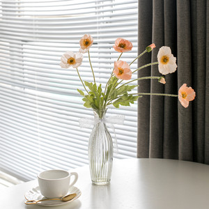 Flores Artificiales de Amapola de Coral Suave, Florero de Vidrio de Seda, Decoración Realista para el Hogar, 40 cm, Regalo de Cumpleaños - Product Image 2