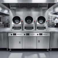 Équipement de cuisine commerciale, type armoire, 300, 3 têtes, 5000W*3, machine de cuisson automatique, robot cuisinier intelligent rotatif, 300x300mm