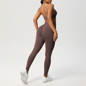 Ensemble de vêtements de sport pour femmes, soutien-gorge de sport sans couture léger, respirant, à séchage rapide, en spandex/nylon, extensible dans quatre directions - Product Image 3
