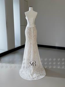 فستان زفاف من قطعتين من ميلي برايدل MQW02236 بتصميم حورية البحر مع تنورة مزينة بالخرز ودانتيل وصدر من الساتان بدون أكمام على شكل قلب وتصميم الكورسيه - Product Image 2