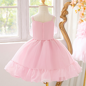 Robe de <span class=keywords><strong>princesse</strong></span> pour filles, nouvelle collection, <span class=keywords><strong>Europe</strong></span>, États-Unis, pour bébés, ceinture de condoléances, fleur tridimensionnelle, sans manches, coupe trapèze - Product Image 3