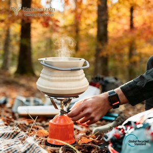 Collapsible Green Cooking <b>Pot</b> With Lid 3-4L Stainless Steel Foldable Outdoor Camping Gas Stove Compatible - Product Image 5