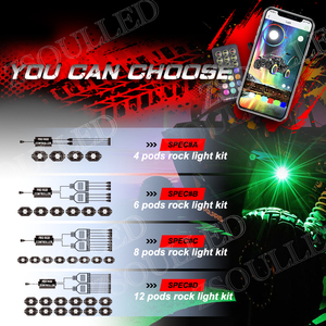 Luces Led Rgb Rock para coche, accesorios de control remoto y aplicación, <span class=keywords><strong>4</strong></span> Pods, 8 Pods, para ATV, SUV, todoterreno, camión - Product Image 3