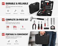 Ensemble d'outils à main en acier au carbone de qualité supérieure, 113 pièces, kit de quincaillerie mécanique durable avec étui de transport portable pour l'exportation
