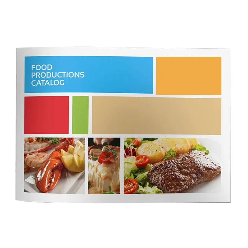 Libretto di cucitura della sella di stampa dell'brochure del catalogo dei prodotti alimentari di progettazione su ordinazione