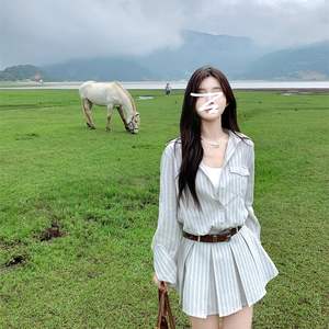 Robe chemise rayée à manches longues - Vêtements pour enfants - Nouveau style d'été - Col polo - Robe de <span class=keywords><strong>vacances</strong></span> tendance - Product Image 1