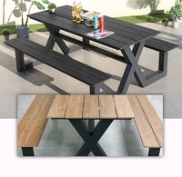 Table à manger moderne en métal ensemble de chaises banc de pique-nique commercial d'extérieur meubles de patio pour parc hôtel école ou villa ensemble de table