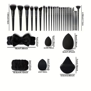 Juego <span class=keywords><strong>de</strong></span> 65 Brochas <span class=keywords><strong>de</strong></span> <span class=keywords><strong>Maquillaje</strong></span> Profesionales Negras con Mangos <span class=keywords><strong>de</strong></span> Plástico y Pelo Sintético - Estuche Multifuncional <span class=keywords><strong>para</strong></span> Herramientas Faciales/Oculares - Product Image 5
