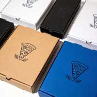 Boîte à pizza personnalisée avec logo, motif, dorure UV, papier kraft écologique, emballage de restaurant, impression quadricolore, vente en gros