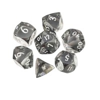 Set Dadu Polihedral 7 Buah Resin Transparan Imitasi Batu Permata Kustom Grosir, Sudut Bulat, Tepi Tajam, DND, Motif Marmer Berputar