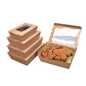 Papier alimentaire pour Sushi, Fruit de rue, <span class=keywords><strong>poulet</strong></span>, boîte à salade marron pour déjeuner, Logo personnalisé, emballage à emporter avec fenêtre pour animaux de compagnie - Product Image 1