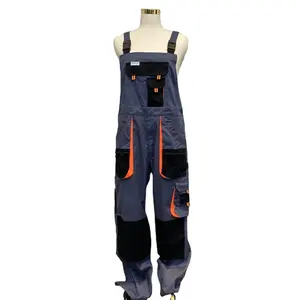 Factory Direct Bib And Brace Overall 65% Polyester 35% Cotton Multi Pockets Work Pants Plus Size Mechanic Suspender For Men