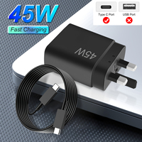 Kit de chargeur mural rapide 45W PD PPS avec prise EU/UK et câble Type-C vers C pour téléphone Samsung, ordinateur portable, CE RoHS OEM, vente en gros