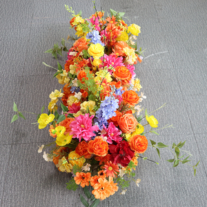 Venta caliente colorido Rosse Floral fila boda telón De Fondo decoraciones De MESA CENTRO De Mesa Mariage boda eventos escenario flor - Product Image 6