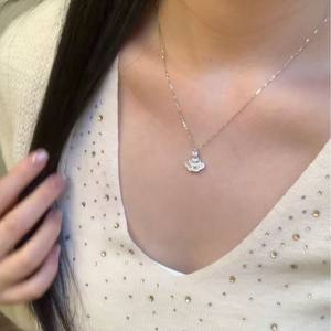 S925 Pure <b>Silver</b> Full <b>Diamond</b> Curve <b>Necklace</b> for Women Luxury Niche Design High-End Feeling Collarbone Accessory - Product Image 3