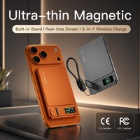 Chargeur sans fil magnétique 15W 20W 22.5W, batterie externe 5000mAh/10000mAh, alliage d'aluminium, écran numérique, support, mini, portable, universel