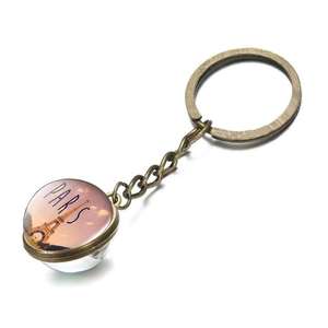 Romantique <span class=keywords><strong>Paris</strong></span> Tour Eiffel Art <span class=keywords><strong>Photo</strong></span> Double Face Boule De Verre Pendentif Voiture Mignon Sac Accessoires Porte-clés - Product Image 4
