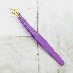 Pinzas de extensión de pestañas de 90 grados con logotipo personalizado, pinzas de extensión de pestañas de volumen ruso de acero inoxidable con etiqueta privada para extensión de pestañas - Product Image 4