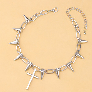 Punk Spike Necklace Zinc Alloy <b>Cross</b> Angel Skull Pendant Clavicle <b>Chain</b> Party Jewelry - Product Image 3