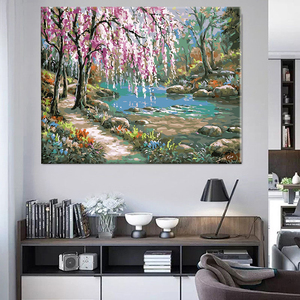 Sin marco decoración del hogar pintura por números paisaje <span class=keywords><strong>primavera</strong></span> sauces llorones Diy pintura <span class=keywords><strong>al</strong></span> óleo por números para adultos - Product Image 2