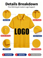 Polo Homme Léger et Respirant à Prix d'Usine, Logo Personnalisé pour Sports d'Été et Sorties Décontractées