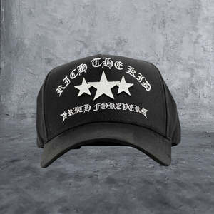 Wholesale Barbas Hats Rich Forever Embroidered Baseball Cap Suede 5 Panel Curved Brim <strong>Rockstar</strong> BARBAS HATS Originals - Product Image 6