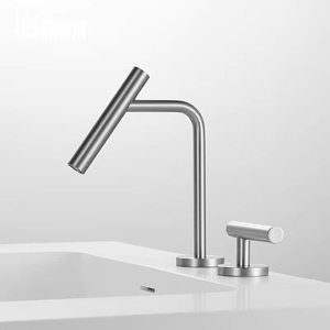 Jazzda Brass Basin Faucet Single Handle 2 Hole Split Design Minimalist Style Deck Mounted Hot Cold Water - Product Image 2