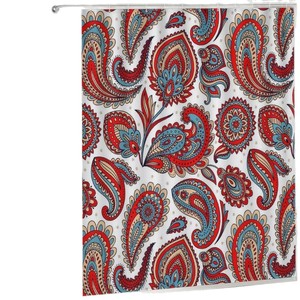 Juego <span class=keywords><strong>de</strong></span> baño <span class=keywords><strong>de</strong></span> cuatro piezas, estilo bohemio vintage con estampado paisley, cortina <span class=keywords><strong>de</strong></span> ducha <span class=keywords><strong>de</strong></span> poliéster, tapete para el piso y funda para el asiento del inodoro - Product Image 5