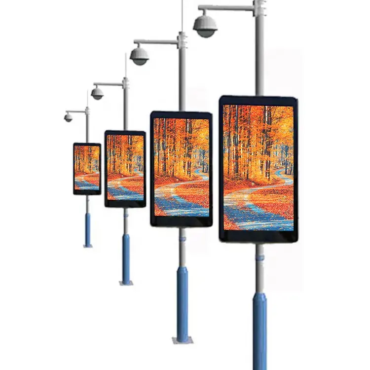 Wifi 3G 4G אלחוטי יחיד צד P4 חיצוני עמיד למים רחוב אור מנורת מוט הודעה Led תצוגת מסך עבור פרסום