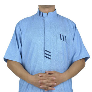 Alta calidad clásico musulmán colores mezclados Marruecos hombres manga corta Thobe Ropa Étnica tradicional - Product Image 1