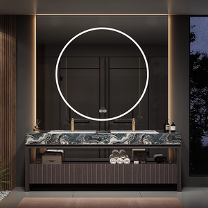 Tủ phòng tắm bằng gỗ rắn, chậu rửa, nhà vệ sinh, ngăn kéo treo tường, bàn trang điểm có chậu rửa, Gương Led có đèn - Product Image 2