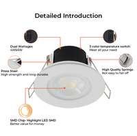 Projecteurs LED de style européen 4W 6W à intensité variable, anti-éblouissement, étanches IP65, résistants au feu, 3 températures de couleur sélectionnables, 60 degrés, haute qualité