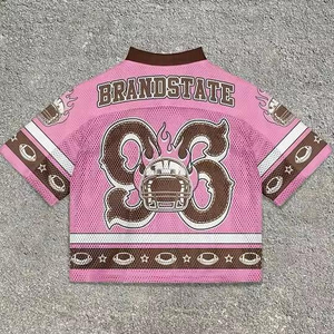 Camiseta de Fútbol Corta para Hombre, Talla Grande, Ligera, Transpirable, de Primera Calidad, Material de Malla, Logotipo Personalizado Impreso, Hombros Caídos - Product Image 5