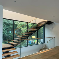 Escalier à poutre unique en bois massif personnalisé en gros Conception 3D moderne Cuisine laquée au four préférée de l'Amérique du Nord