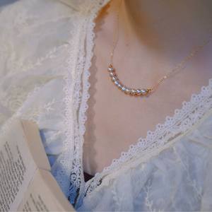 Simple Retro 925 <b>Silver</b> Plated 18K Gold Natural Powder Purple One-Character Collarbone <b>Chain</b> Design Smiling <b>Necklace</b> - Product Image 1