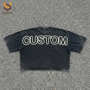 T-shirts OEM à col rond, coupe ample, avec impression graphique personnalisée, 300 g/m², effet délavé soleil, style streetwear pour hommes - Product Image 3