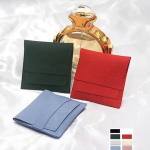 Pochette à bijoux en PU avec rabat, fermeture auto-agrippante, poche intérieure, portable, légère, anti-ternissement, pour rangement de bagues - Product Image 1