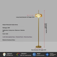 Lampe sur pied minimaliste italienne en fer et verre, éclairage d'ambiance LED pour salon, canapé et chambre de luxe, lampe de chevet