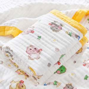 Vente en gros de couvertures pour bébé en mousseline de coton 100% tricotée à 6 couches, anti-rides - Product Image 1