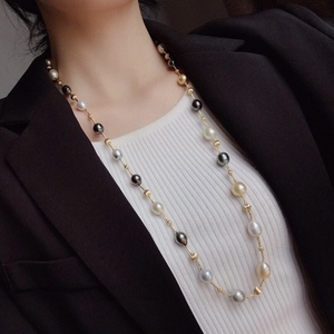 Nuevo Collar de Perlas de Lujo con Colgante de Plata de Ley S925 y Perlas Doradas de 12-13 mm, Casi Impecable, Acabado Esmerilado - Product Image 4